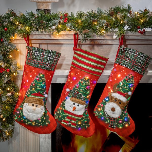 Pack 4, 18 Unique Ivory White Knit Christmas Stockings : : Home