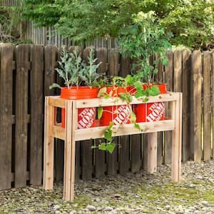 43 in. x 16 in. x 30 in. 3-Bucket Elevated Unfinished Wood Cedar Garden Frame Raised Beds