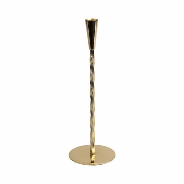 Liv & Skye Gold 12 in. Metal Twisted Taper Candle Holder