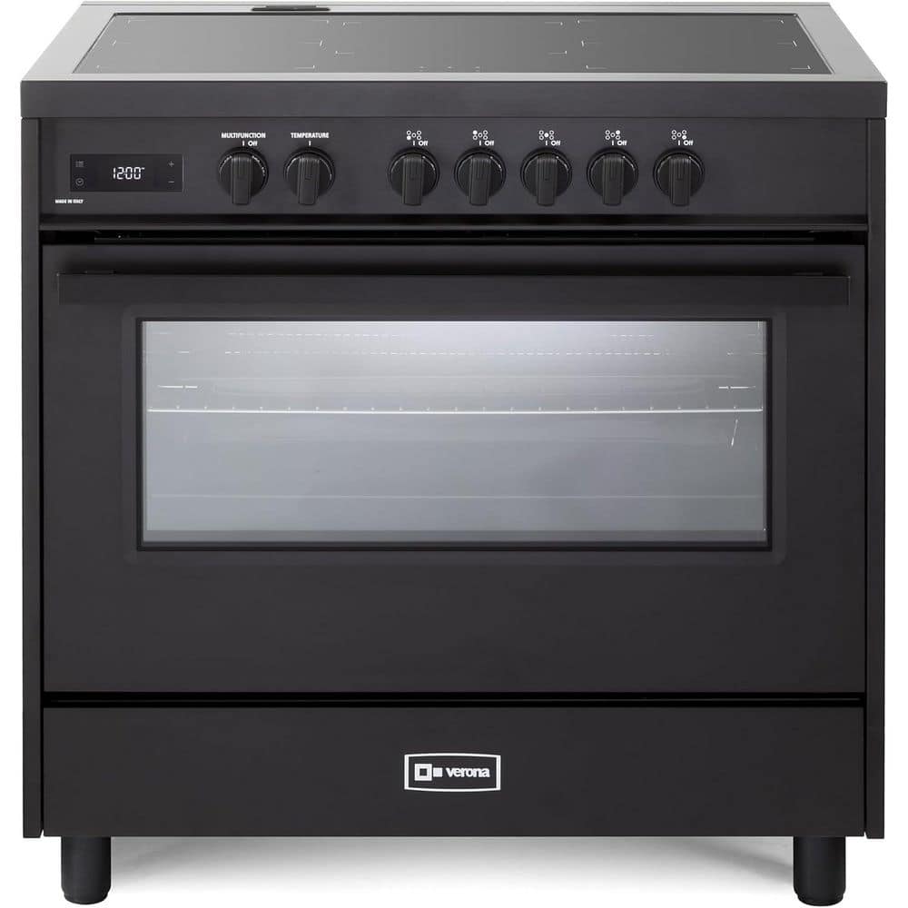 Verona Ultima Midnight Collection Series 36 in. Freestanding Single Oven Induction Range in Matte Black