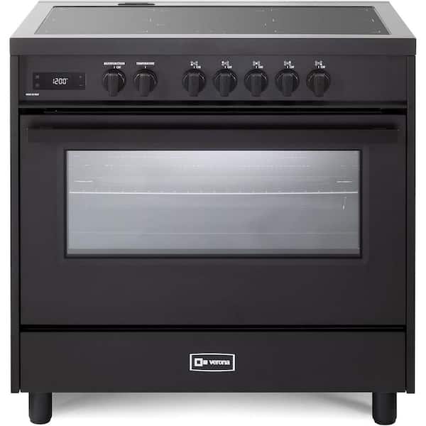 Ultima Midnight Collection Series 36 in. Freestanding Single Oven Induction Range in Matte Black