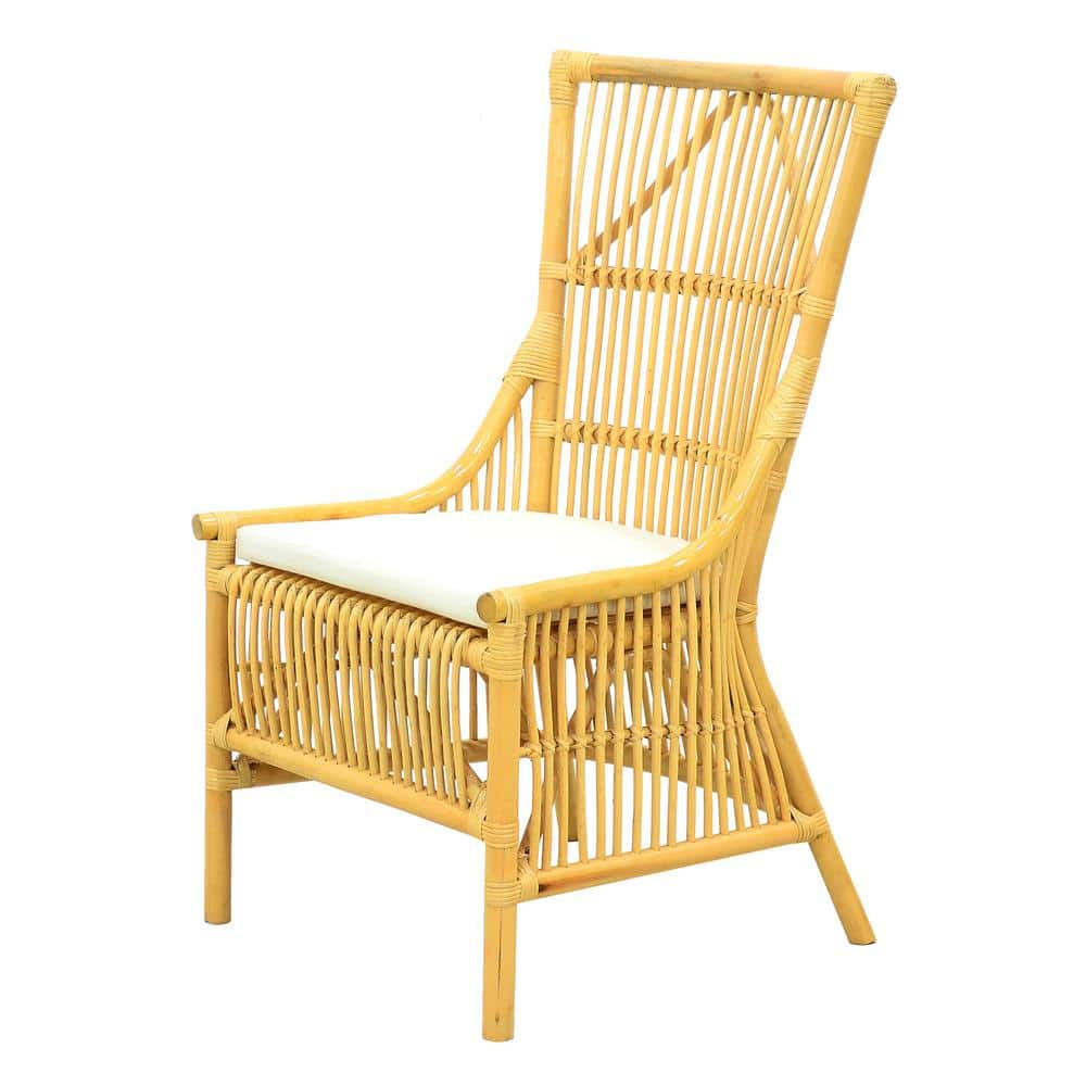 A & B Home Transitional Magy Natural Side Chair with Woven Rattan 48391