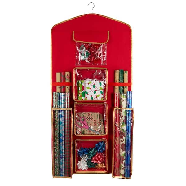 9 Gal. 8-Compartment Hanging Holiday Gift Wrap Organizer