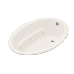 Sunward 60 in. Oval Drop-In Heated BubbleMassage Air Bath Bathtub in White