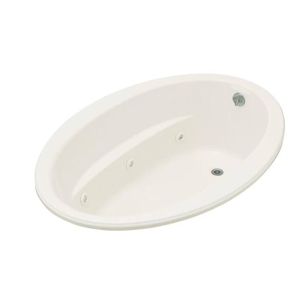 KOHLER Sunward BubbleMassage 5 ft. Acrylic Oval Drop-in Whirlpool Bathtub in White