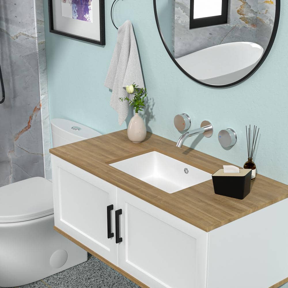 19.5 Inch White Ceramic Undermount Rectangular Bathroom Sink