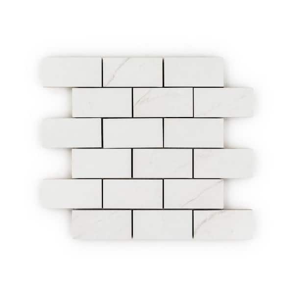 Jeffrey Court 2x4 Subway Ivory Light 11.625 in. x 11.625 in. Textured Matte Porcelain Mosaic Wall and Floor Tile 10.318 sq. ft. /Case
