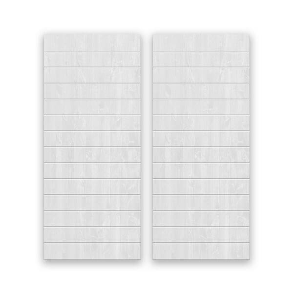 CALHOME 48 in. x 80 in. Hollow Core White Stained Solid Wood Interior Double Sliding Closet