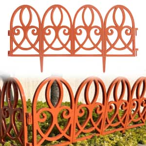 12 in. H x 22 in. W Red Cutout Style Plastic Decorative Garden Border Fence (6-pack)