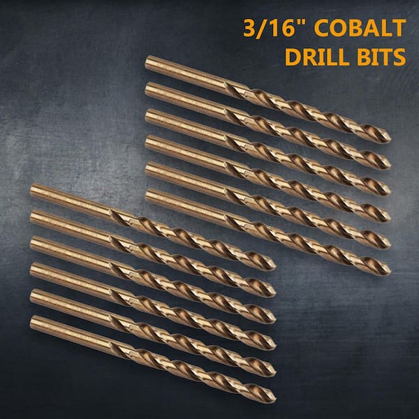 POWERTEC 3/16 in. 135° M35 Cobalt Jobber Length Drill Bit Set (12