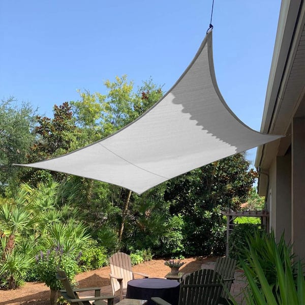 16 ft. x 20 ft. 185 GSM Light Gray Rectangle UV Block Sun Shade Sail for Yard and Swimming Pool etc.