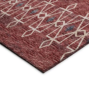 Yuma Red 9 ft. x 12 ft. Geometric Indoor/Outdoor Washable Area Rug