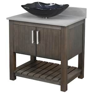 Ocean Breeze 31 in. W x 22 in. D x 31 in. H in Cafe Mocha w/Gray Quartz Top and Gray Sink w/Brushed Nickel Hardware