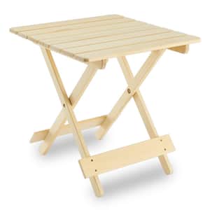 Outdoor Folding Wooden Adirondack Patio Side Table in Natural