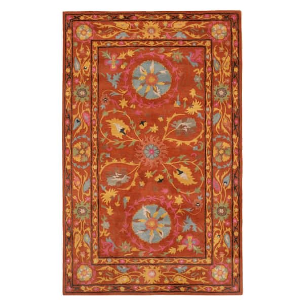 Rust Hand-Tufted Wool Traditional Oriental Rug, 5 ft. x 8 ft.