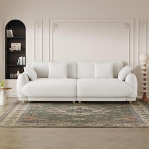 86.6 in. Wide Round Arm Teddy Creative Fabric Rectangle Modern Upholstered Sofa in Beige