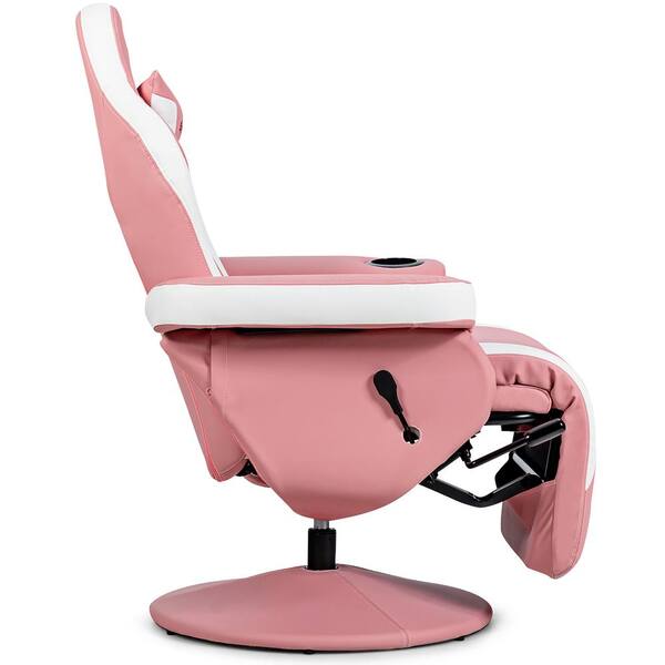 Costway Massage Leather Gaming Recliner Reclining Racing Chair Swivel with  Cup Holder and Pillow Pink HW63196PI - The Home Depot