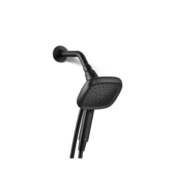 KOHLER Fordra 3-Spray Patterns with 1.75 GPM 5.375 in. Wall Mount Handheld Shower Head in Matte Black