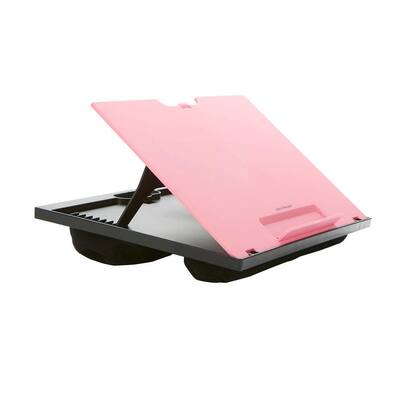 Adjustable 8 Position Lap Top Desk with Cushions, Monitor Holder, Laptop Lap Holder, Pink