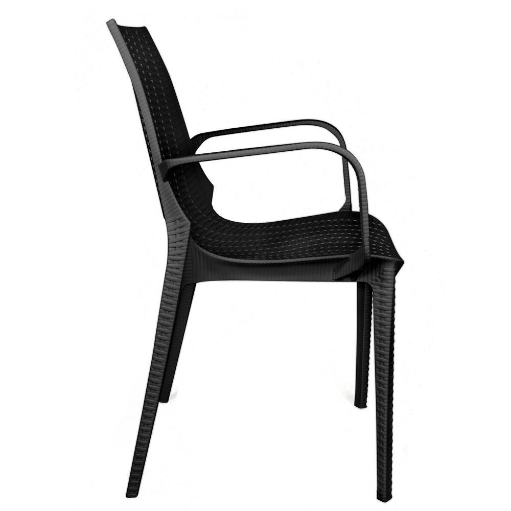 Kent 35'' Black Weave Design Polypropylene Outdoor Dining Chair - Set of 2