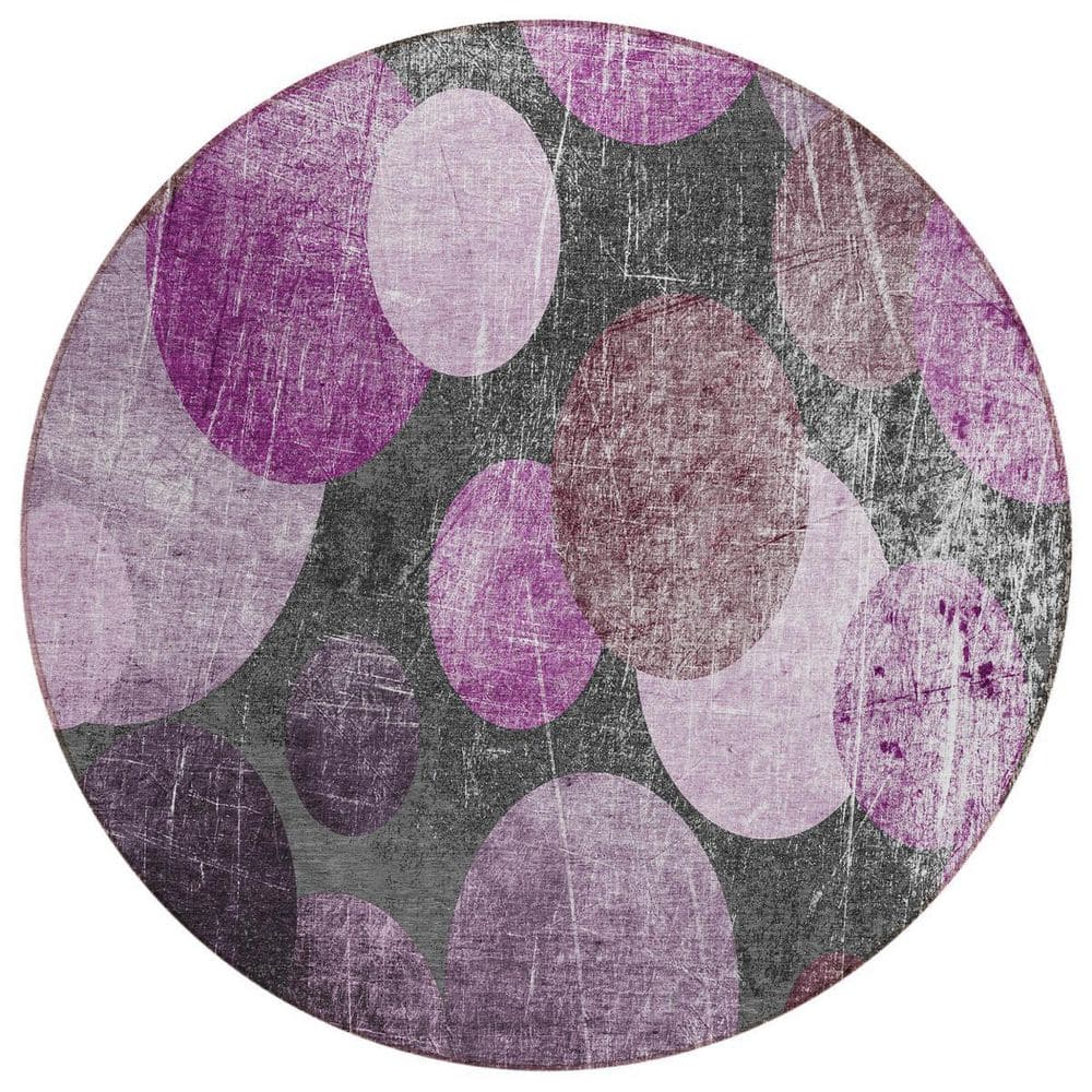 Gray, Purple 8 ft. x 8 ft. Woven Abstract Polyester Round Indoor / Outdoor Area Rug price history on PriceWatchPro