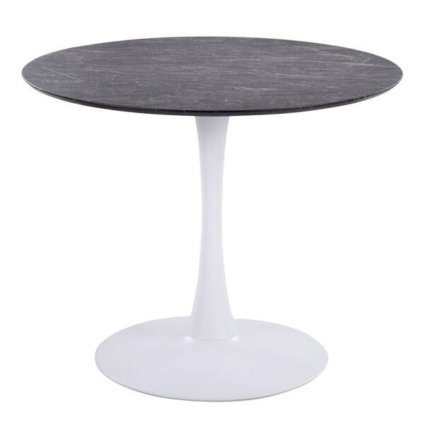 Lumisource Pebble Mod 36.25 in. Round Black Marble Veneer and White Metal  Table (Seats 4) T30-PEBMOD WBK - The Home Depot