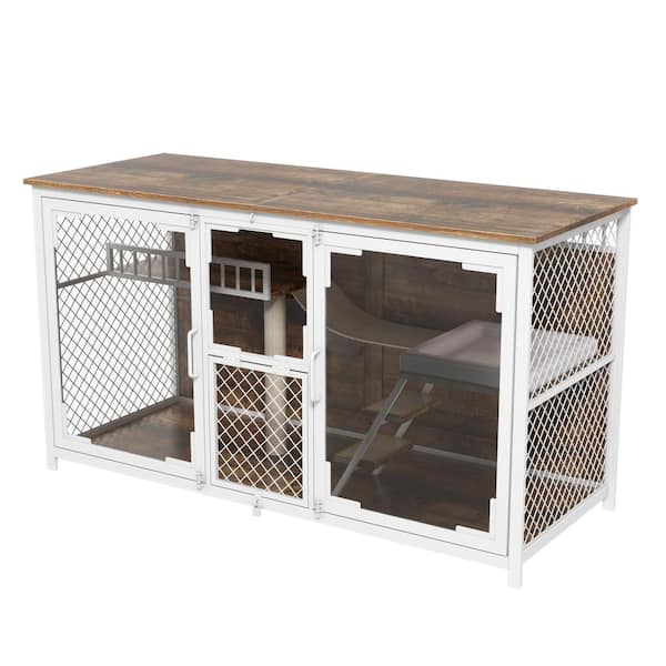 Unbranded White TV Stand Fits TVs Up To 50 to 55 in. TV Stand Fits TVs up to 40 to 58 in. with Cat Villa