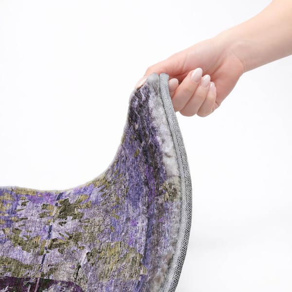 Dream Shag Premium Machine Washable Abstract ADS555 Purple 8 ft. x 10 ft. Area Rug