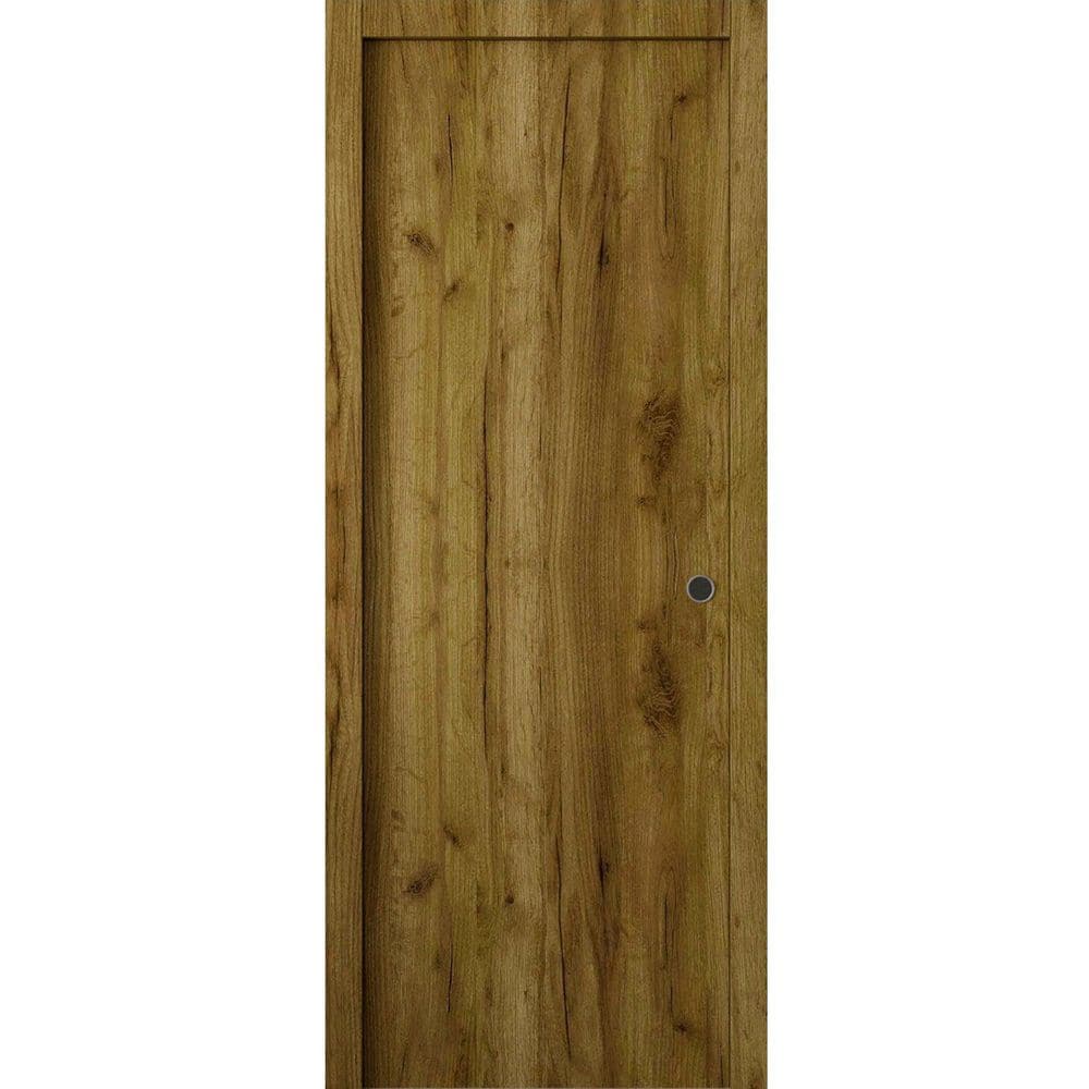 3011 36 in. x 80 in. Universal/Reversible Antique Oak Color Solid Core Wood Sliding Door Kit with Quick Assemble Jamb price history on PriceWatchPro