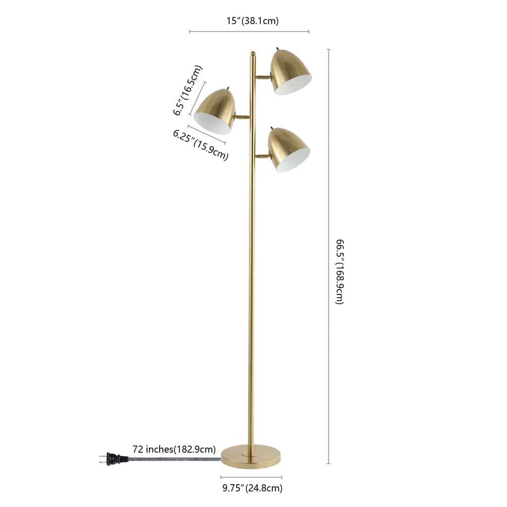 Billy Mid-Century Transitional 66.5" Satin Gold Adjustable LED Floor Lamp