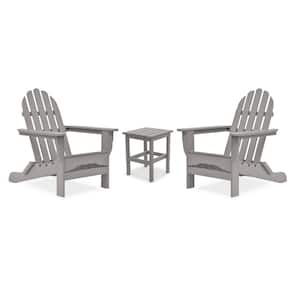 Icon Light Gray Recycled Plastic Adirondack Chair with Side Table (2-Pack)