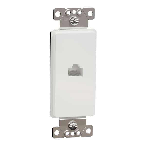 X Series 1-Gang Ethernet Datacom CAT 6 RJ45 Data Jack Cable Metal Wall Plate Matte White