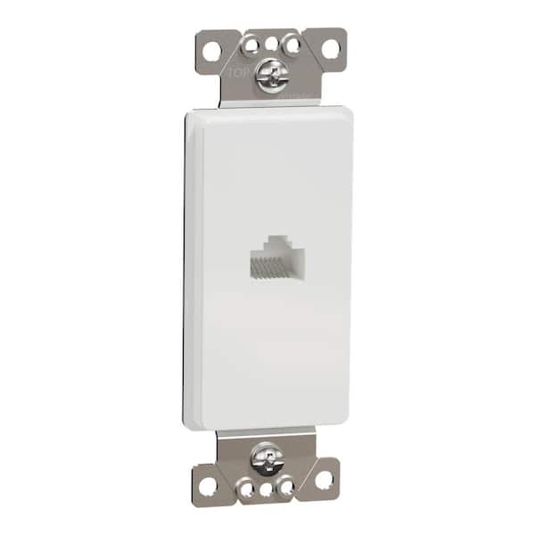 Square D X Series White 1-Gang Ethernet Datacom CAT 6 RJ45 Data Jack Cable Wall Plate Matte