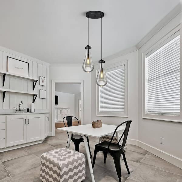 ZHLWIN Raindrop Pendant Lights Kitchen Island Teardrop Black