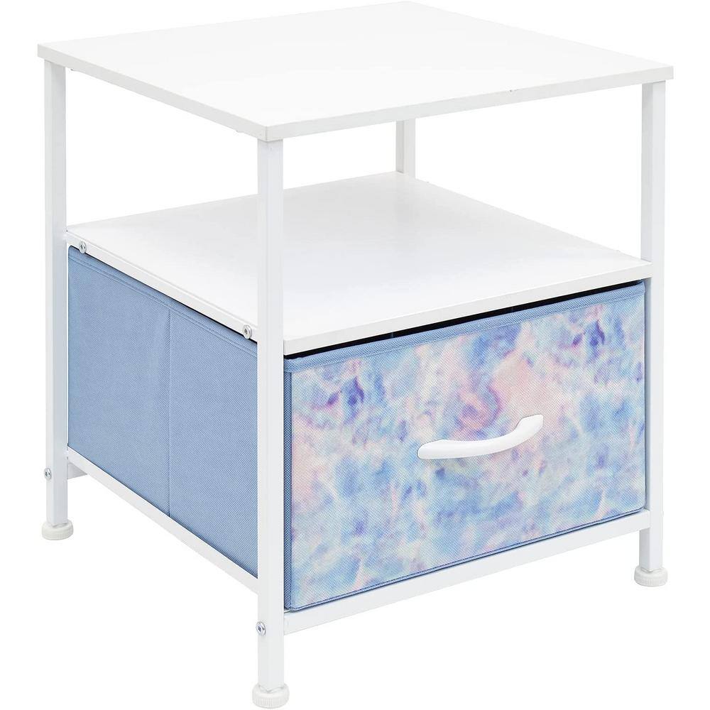 Pink Tie-Dye 1-Drawer Nightstand with Shelf