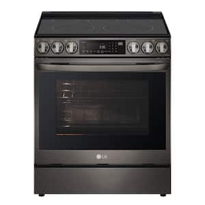 6.3 cu. ft. Electric Single Oven Slide-in Range, Instaview, Air Fry, ProBake Convection Printproof Black Stainless Steel