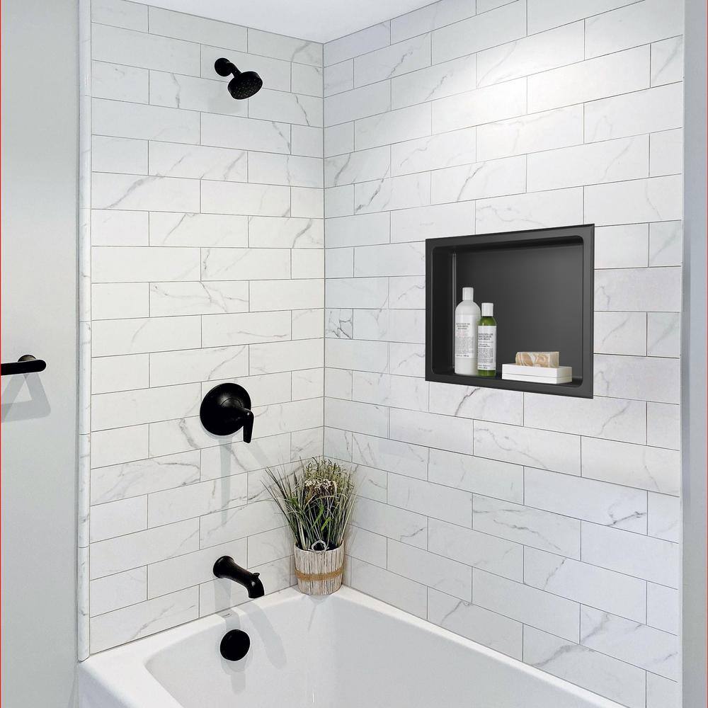 14-Inch Black Stainless Steel Shower Niche