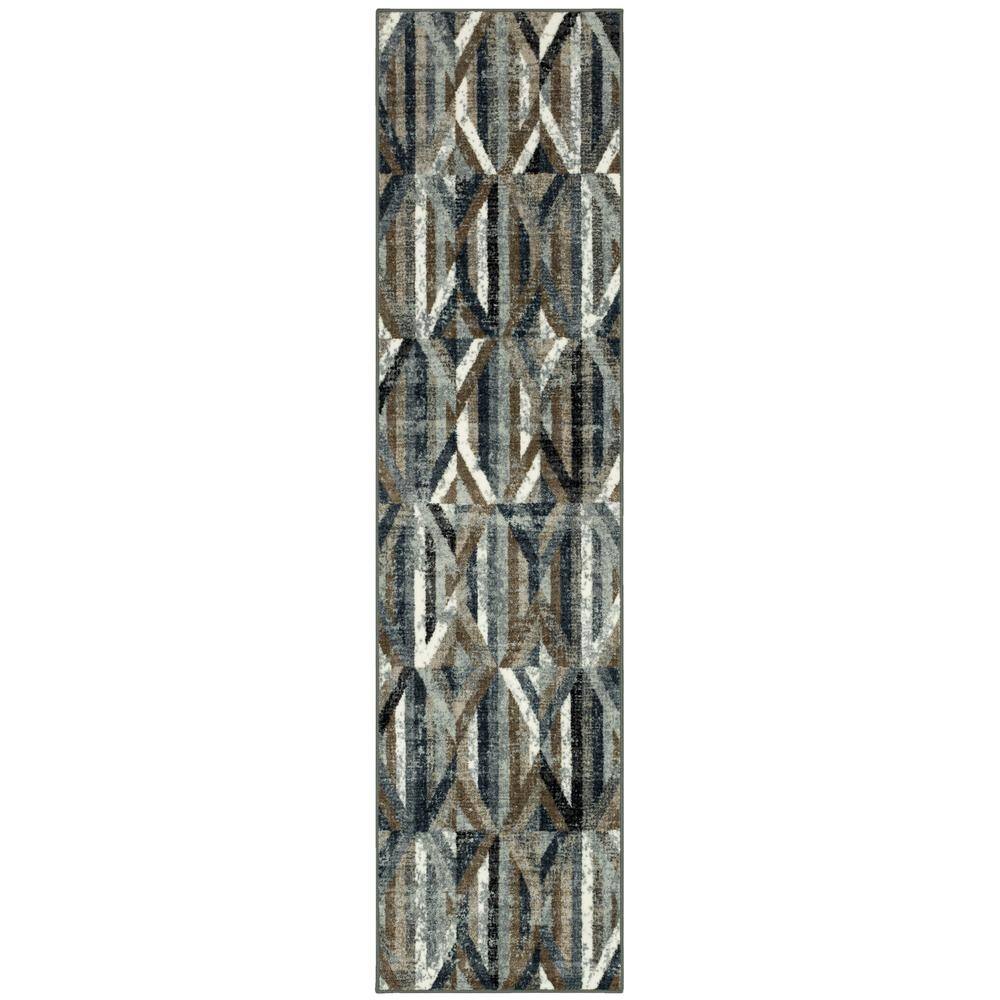 SCOTT LIVING Concurrent Neutral 2 ft. x 8 ft. Geometric Runner Rug ...