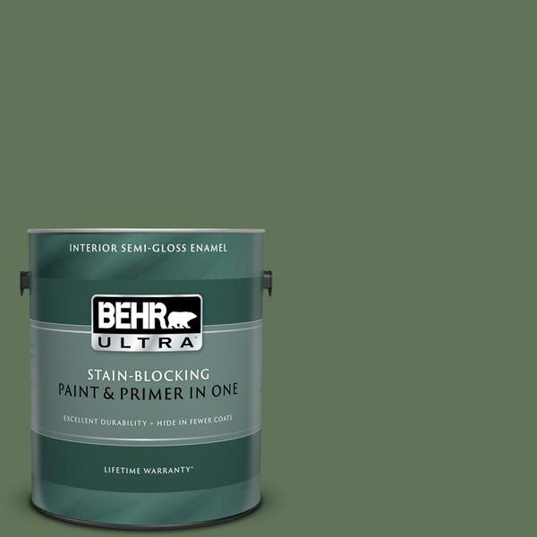 BEHR ULTRA 1 gal. #UL210-18 Scallion Semi-Gloss Enamel Interior Paint and Primer in One