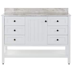 Lanceton 49 in. W x 22 in. D x 39 in. H Single Sink Bath Vanity in White with Winter Mist Stone Composite Top