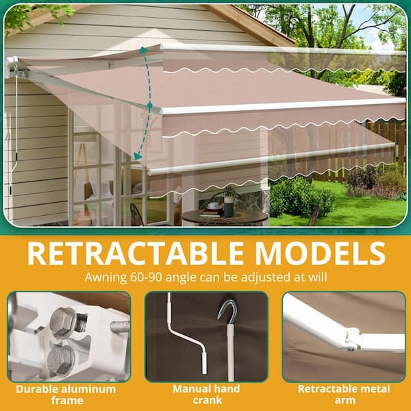 VIWAT 10 ft. x 8 ft. Patio Retractable Awning Sun Shade Shelter
