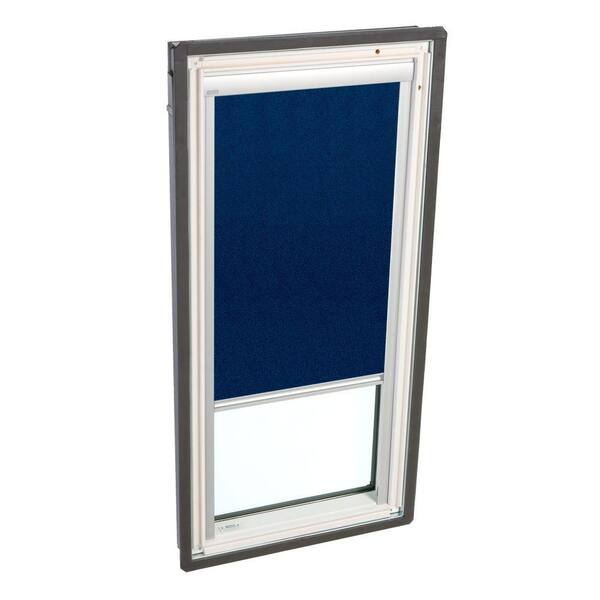 VELUX Truss Series 22-1/2 x 45-3/4 in. Fixed Deck-Mounted Skylight  LowE3 Glass Dark Blue Manual Blackout Blinds-DISCONTINUED