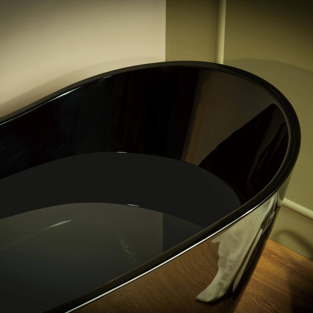 67'' Black Acrylic Freestanding Double Slipper Soaking Tub