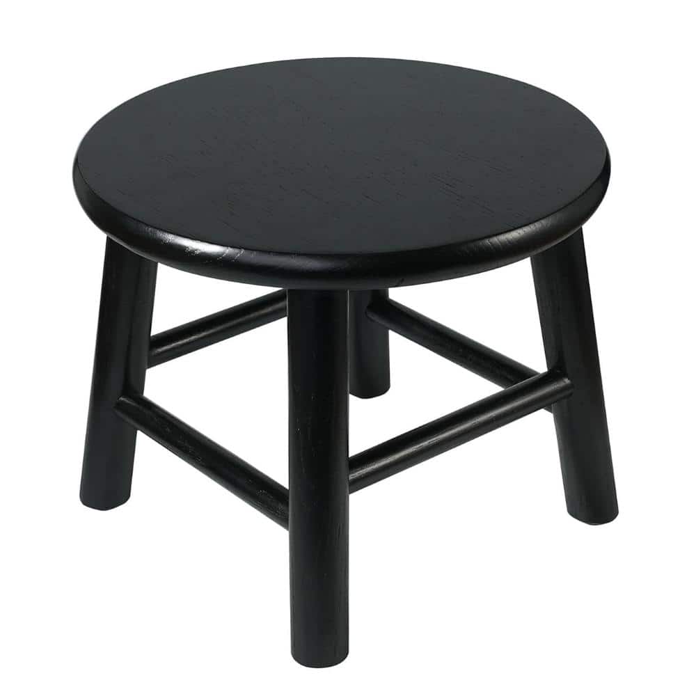 "9"" Black Solid Oak Round Step Stool, Fully Assembled Indoor Foot Stool & Plant Stand" price history on PriceWatchPro