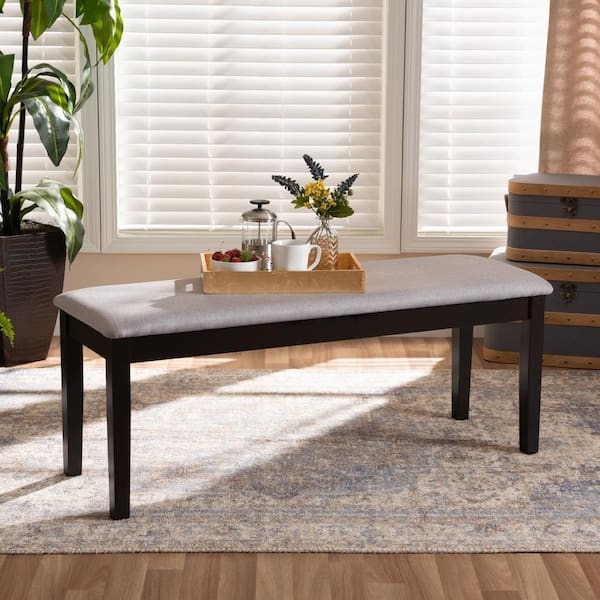 Baxton Studio Teresa Grey and Dark Brown Fabric Dining Bench 170