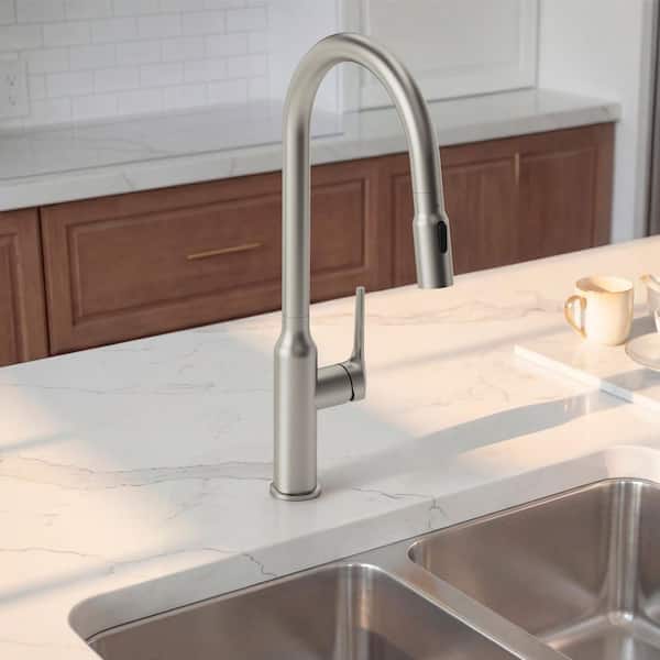19.8 in. H Single Handle Pull Down Sprayer Kitchen Faucet with 360° Swivel 1.8 GPM in Stainless Steel