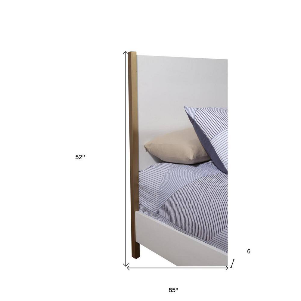 Queen White and Brown Upholstered Wood Frame Bed