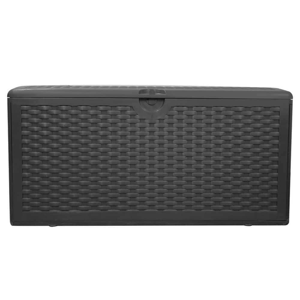 Decksplore 80 Gal. Black Resin Storage Deck Box for Outdoor Indoor ...