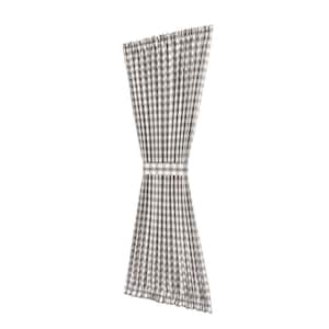 Buffalo Check 54 in. W x 72 in. L Polyester/Cotton Light Filtering Door Panel and Tieback in Grey