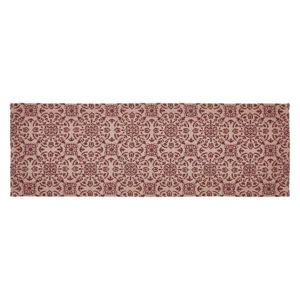 Custom House 8 in. W x 24 in. L Burgundy Jacquard Cotton Blend Table Runner